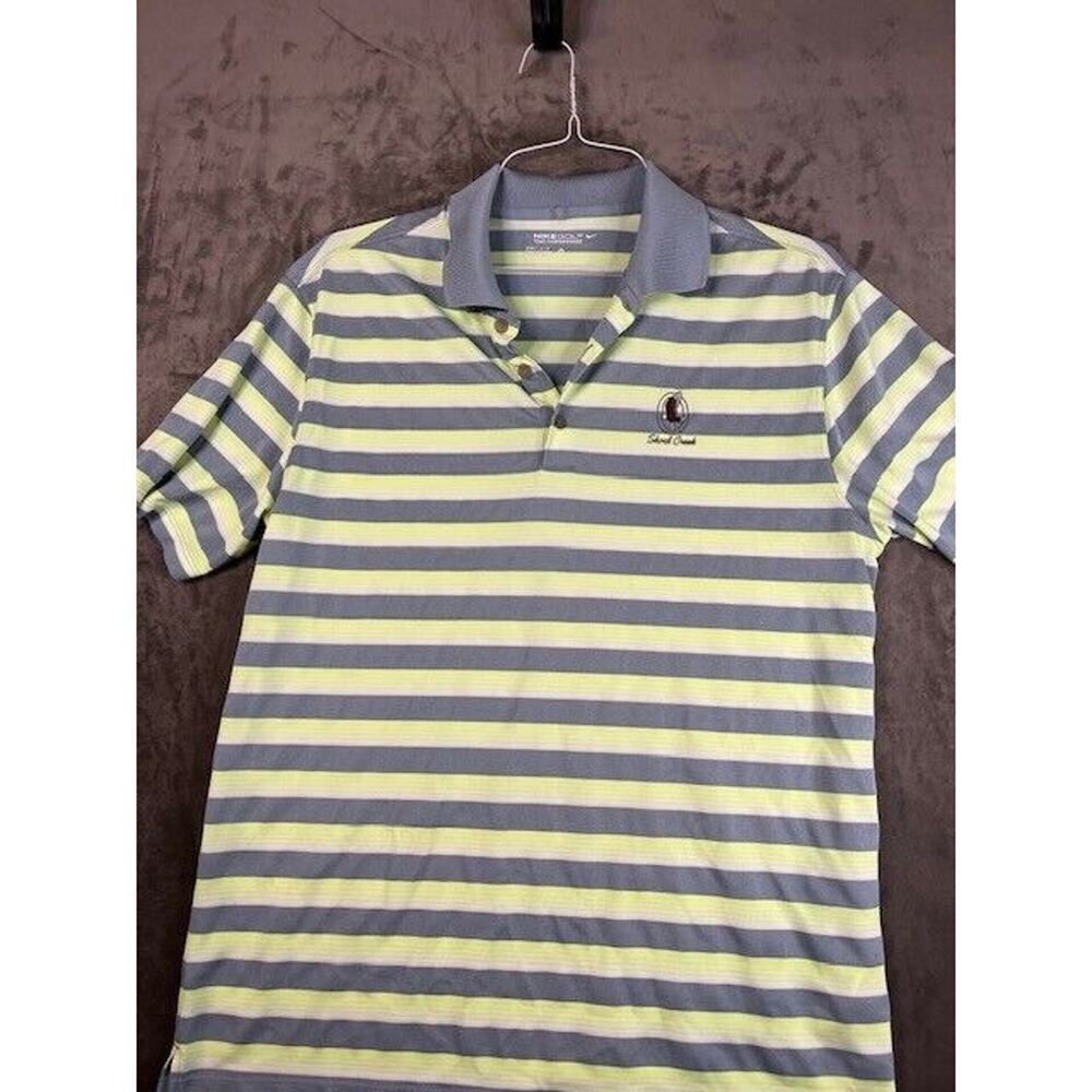 Nike Golf Shirt Mens Medium Dri Fit Active Shoal Creek Yellow grey